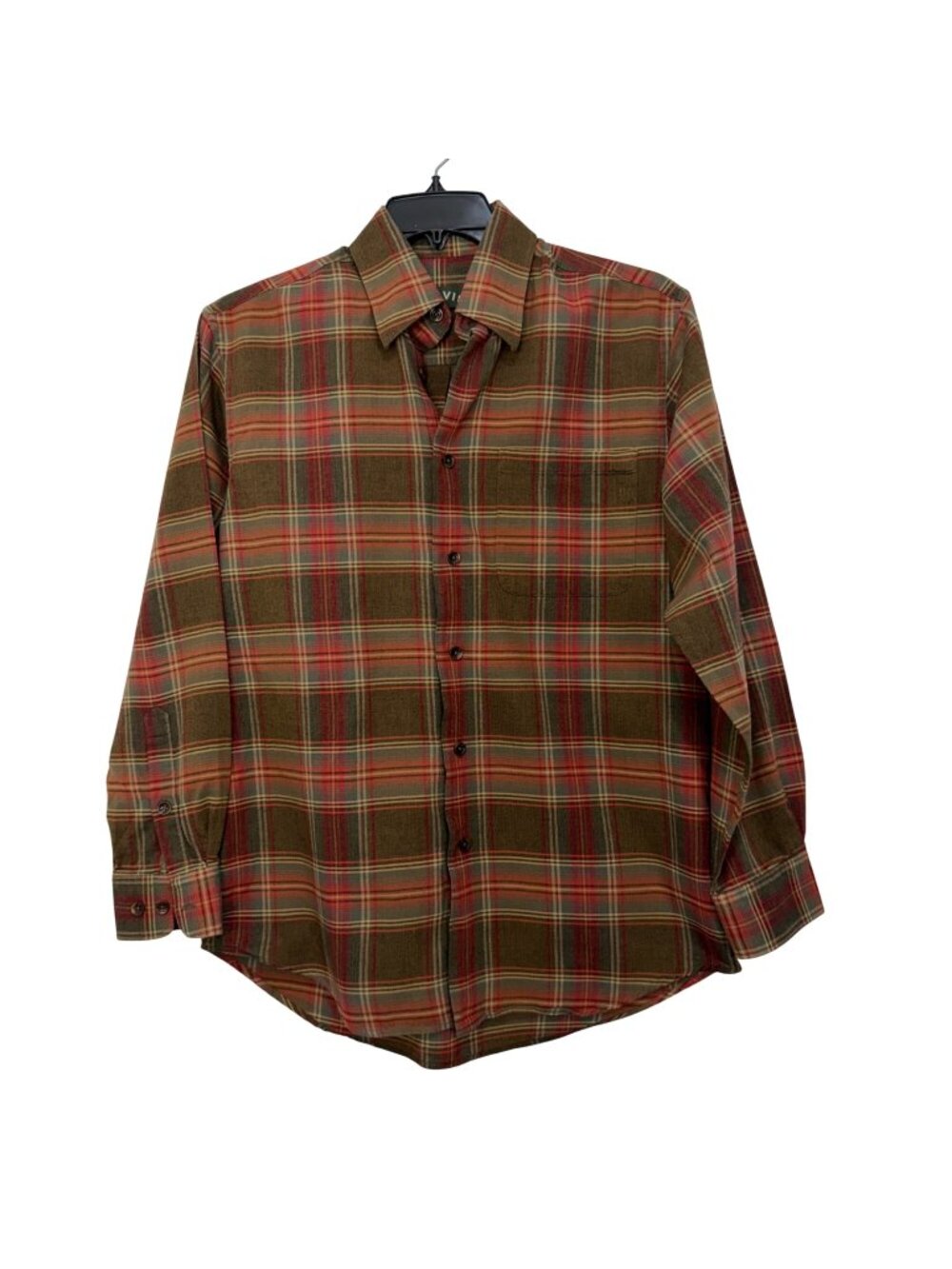 Orvis Mens SZ Medium Classic Plaid Button-Down Shirt Cotton & Merino Wool Blend